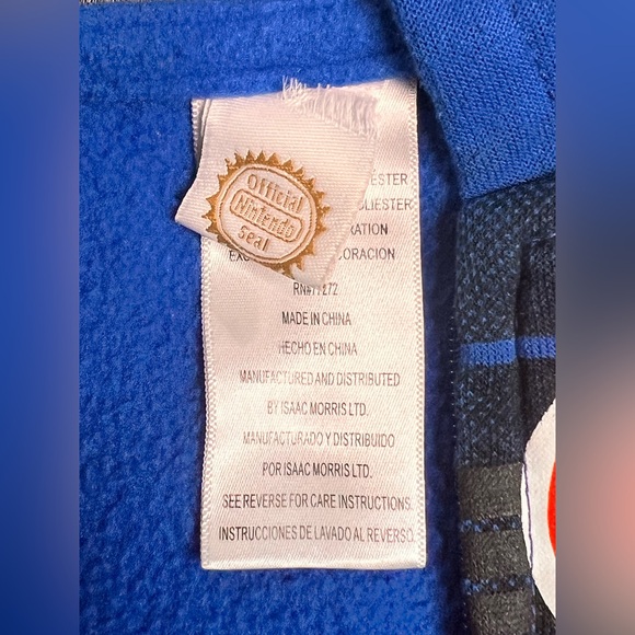 Super Mario Blue And Red Full Zip Up Hoodie Little Boys Size 4/5 - Picture 8 of 9